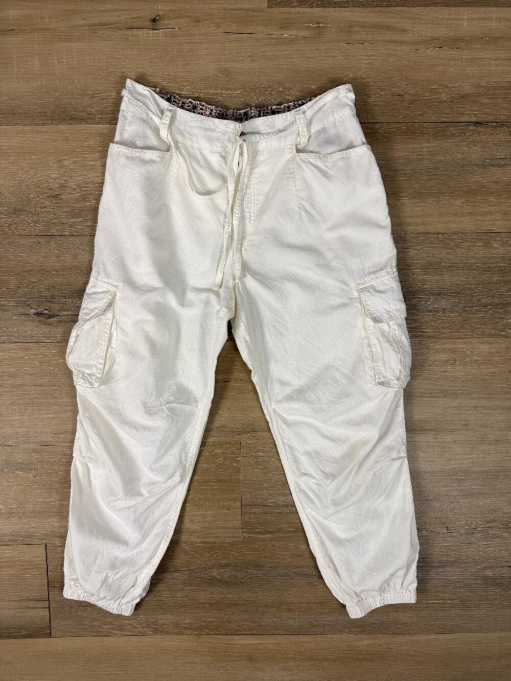Sundance White Linen Cotton Cargo Jogger Pants | 6